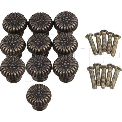 10Pieces Screw Type Zinc Alloy Vintage Drawer Pull Handle Bronze 20x18mm
