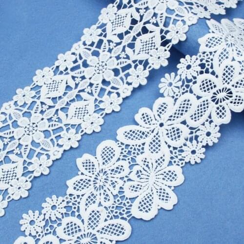 10yard White Flower Fabric African Laces 2021 High Quality DIY Sewing Trim Ribbon Skirt Curtain Wedding Craft Dress Accessories