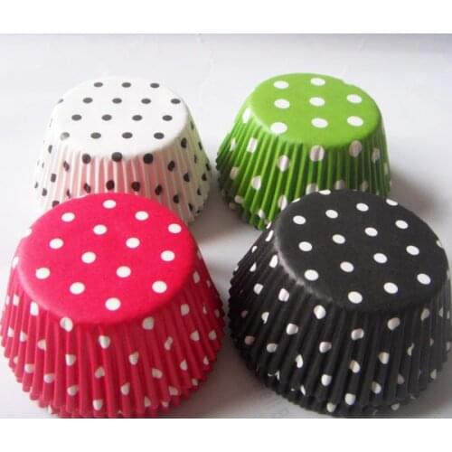 100X Blue White Black Red Green Dot Paper Wedding Cupcake Liner Muffin Cup Cake Baking Mold Cases For Birthday Party Decoration