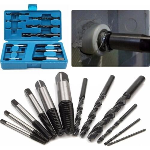 12PCS/set HSS Broken Bolt Stud Fastener Remover Easy Out Rigid Screw Extractor Set