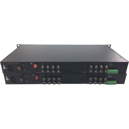 16Ch 5MP AHD CVI TVI CVBS 4 in 1 Video Fiber Converter Optical Transceiver Over Single Fiber FC 20km