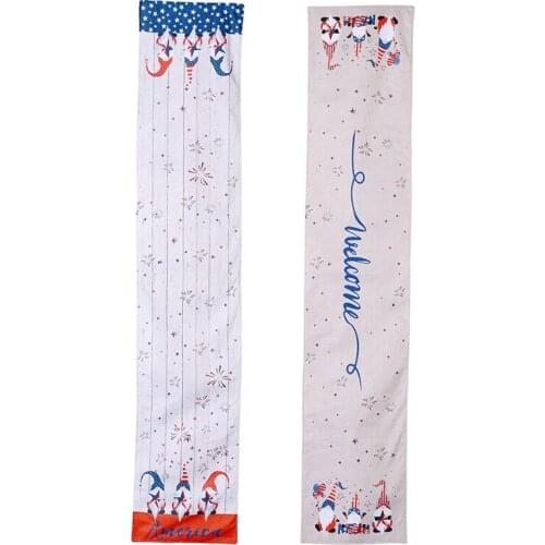 2 Pcs Independence Day Table Runner Dresser Scarves Gnome Tablecloth Placemat for Dining Table Farmhouse Kitchen Decor