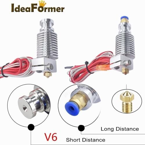 3D Printer 12V/24V V6 Bowden/Wade Extruder J-head Hot End 0.4mm Brass Nozzle for 1.75/3.0mm filament