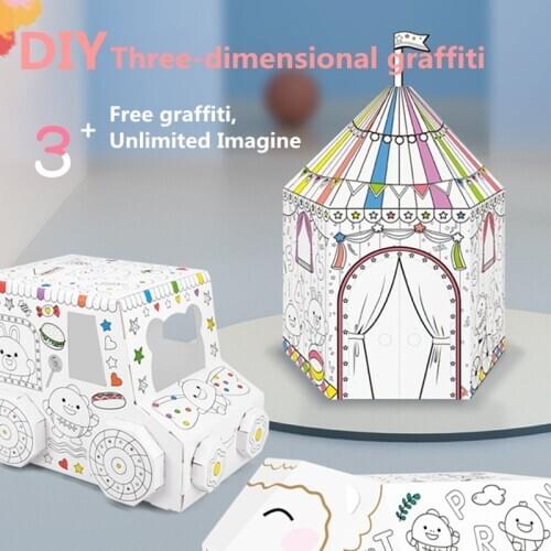 3D Stereo graffiti assembled origami childrens hand-cut paper-cut puzzle interactive toys diy creative gift model
