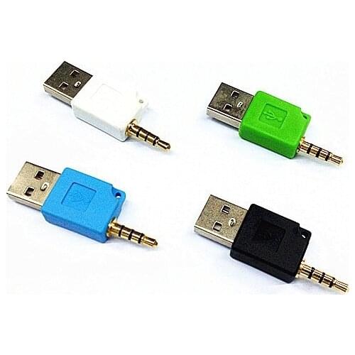 4pcs/lot 3.5mm Audio to USB 2.0 AM Adapter Data Sync Charger Connector Adapter for iP st 2nd 3rd Gen Free Shipping