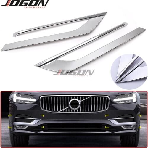 Accessories For Volvo S90 2017 2018 2019 ABS Chrome Car Front Bumper Fog Light Frame Cover Trim