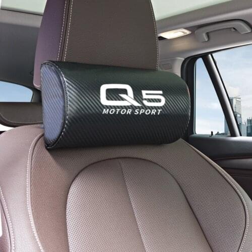 Car neck pillows both side pu leather single headrest case for Audi Q5 Q7 TT RS5 A4 B5 B6 B7 B8 A3 8P 8V 8L Car Styling