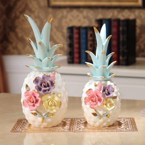 White Ceramic Pineapple miniature figurines plant fruit bromel home decoration accessories Arts and Crafts wedding Gifts