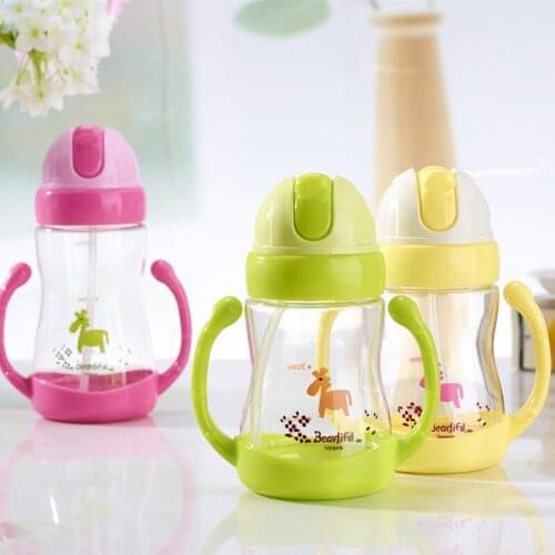 Baby Cartoon Infant Learning To Drink Cup Handle Strap Children Straw Bouncing Kettle For Newborn Bottle