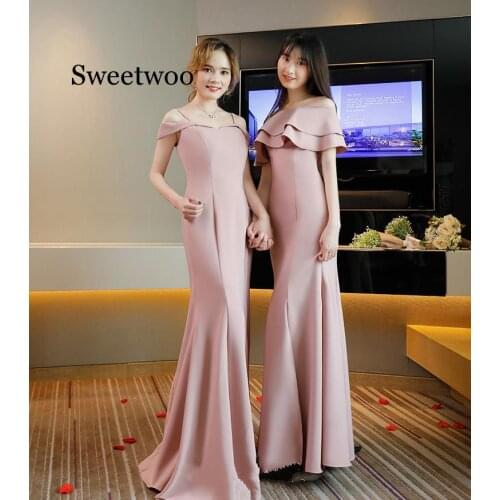 Long party Dresses 2020 Zipper Boat Neck Formal Occasion Party Dress Silm dress Vestido de novia