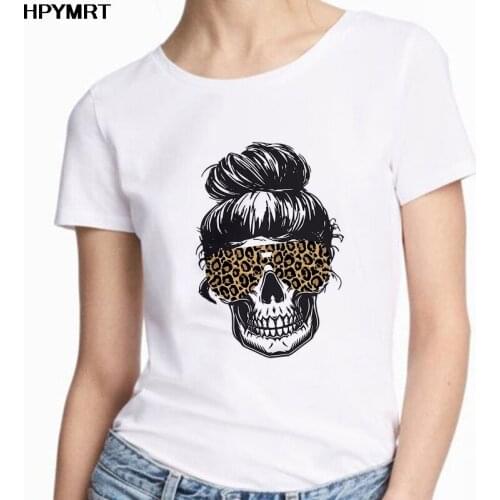 Women T Shirt Summer Short Sleeve Casual White Tshirts Fashion Skeleton Print Cartoon T-shirt Plus Size Femme Tops Tee Female
