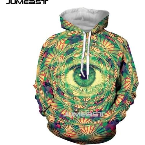 Jumeast Brand Men/Women 3D Printed Sweatshirt Trippy Eye Long Sleeve Cap Hoody Sport Pullover Hoodies