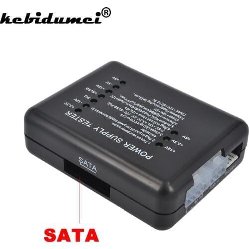 Kebidumei Black Power Supply LED 20/24 Pin for PSU ATX SATA HDD Tester Checker Meter for PC Computer