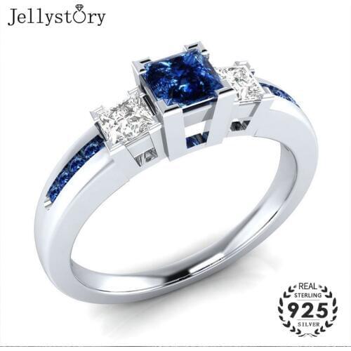 Jellystory Classic Women Ring 925 Silver Jewelry with Sapphire Emerald Amethyst Gemstones Wedding Party Gift size 6-10 wholesale