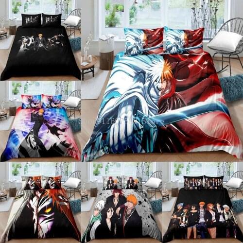 3D Bleach Kurosaki Ichigo Bedding Set Anime Duvet Covers Pillowcases Boys Comforter Bedding Sets Customized Bed Linen Bedclothes