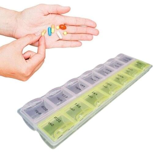14 Grids 7 Days Weekly Pill Case Medicine Tablet Dispenser Organizer Pill Box Splitters Pill Storage Organizer Container