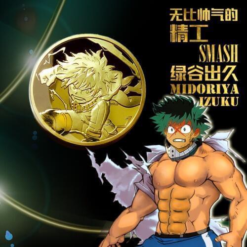 Boku no My Hero Academia Izuku Midoriya Deku Souvenir Coin Gold Coin Collection Cosplay Props Gifts