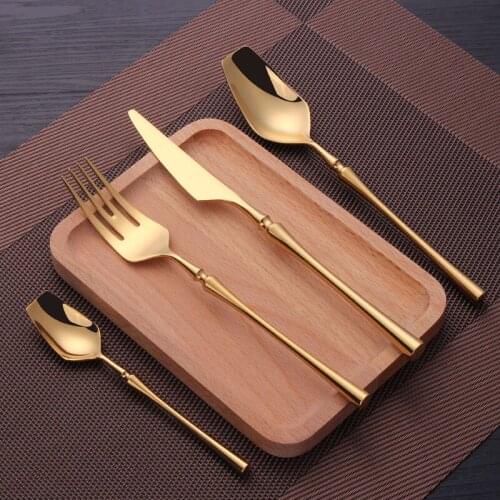 Gold Cutlery Stainless Steel Tableware Set Dinner Forks Knives Spoons Sets Mirror Bright Cutlery for Kitchen Flatware Dinnerware