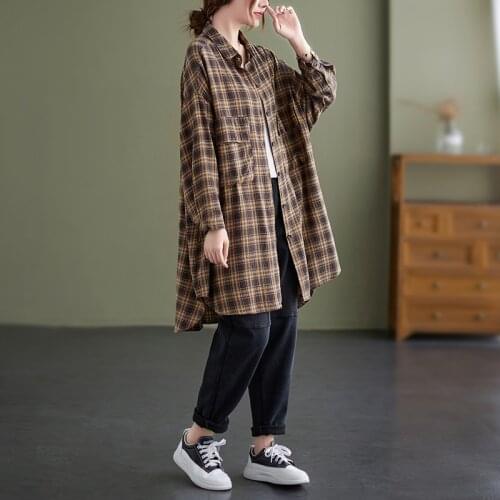 NBHUZEHUA Check Blouses