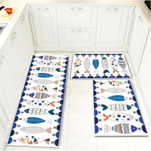 3D Printing Entrance Door Anti-skid Mats Kitchen Bedroom Bathroom Door Absorbent Foot Pad Stripe Fish Living room Carpet