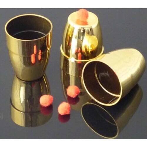 Plastic Three Cups Three Balls in Gold Color (Small) Magic Tricks Close Up Magia Ball Appear Vanish Magie Illusion Gimmick Props