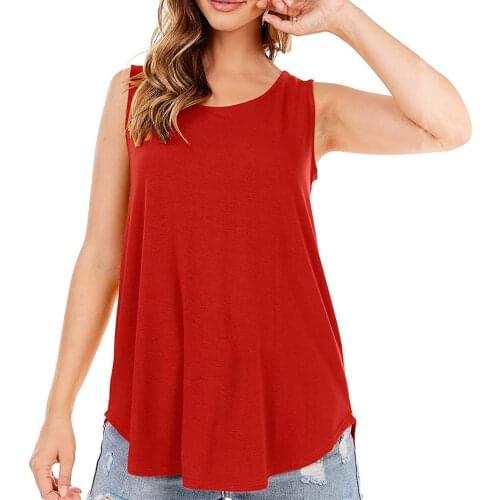 Plus Size Womens Tops And Blouses Women Solid Blouses Round Neck Sleeveless Blouse Vest Tank Tops Blusas Mujer De Moda 2021