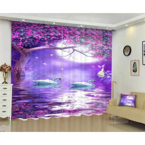 Purple Curtain Luxury Blackout 3D Window Curtain Living Room office Bedroom Drapes Rideaux Cortinas Customized size pillowcase