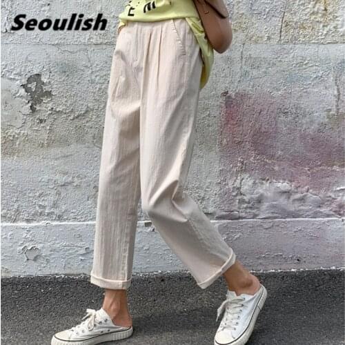 Женские льняные брюки Seoulish China At AliExpress