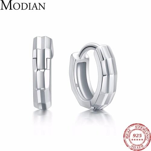 Modian Genuine 100% 925 Sterling Silver Stereoscopic Fashion Hoop Earrings Simple Classic Jewelry For Women Birthday Present
