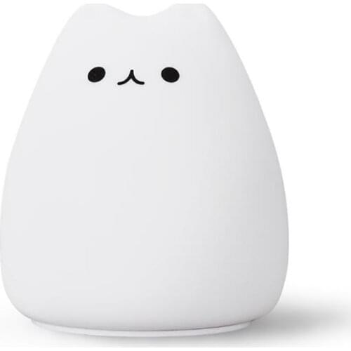 Little Cute Cat Silicone Night Lights for Kids LED Table Lamp Touch Sensor Bedside Lamp Color Changing Night Light for Bedroom