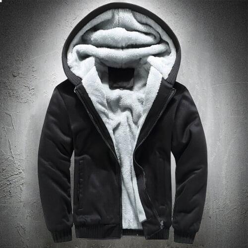 Winter Hoodie Jacket Men Sports Thick Hoodies Sweatshirts Sports Coat Fur Lined Warm Zip Up Hoodie Casual Sweatshirt Plus Size