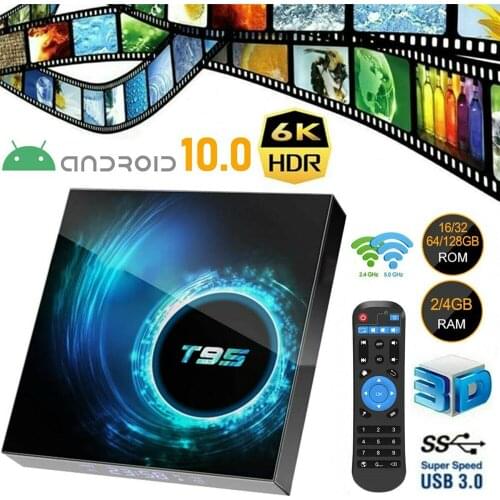 TV Box Android 16/32/64/128G Support 6K 30FPS YouTube Google Play Google Voice Assistant T95 H616 Smart Set Top Box 2021 3D