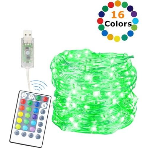 USB Power RGB 16colors LED String Lights Fairy Garland Waterproof With Remote for Christmas Wedding Holiday Party Decoration