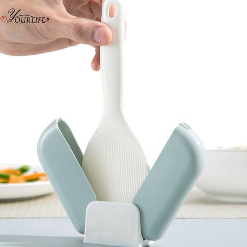 OYOURLIFE Creative Vertical Rice Spoon With Cover Automatic Opening And Closing Rice Spoon Holder Rice Shovel Kitchen Tools