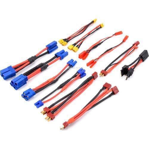 XT60 XT30 XT30U T Plug EC5 EC3 EC2 JST Parallel Battery Connector Cable Extension Y Splitter Plug Adapter for FPV RC parts