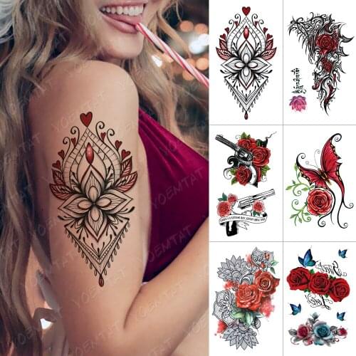 Waterproof Temporary Tattoo Sticker Mandala Dreamcatcher Flash Tatto Lion Butterfly Body Art Arm Water Transfer Fake Tatoo Women