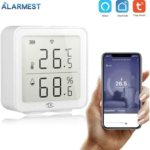 ALARMEST Tuya WiFi Temperature Humidity Sensor High Accuracy T&H Sensor with display Power by Tuya