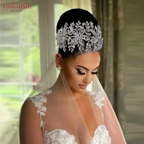 YouLaPan HP395 Flower Wedding Hair Accessories for Brides Crystal Rhinestone Headpiece Handmade Bridal Headwear Wedding Headband