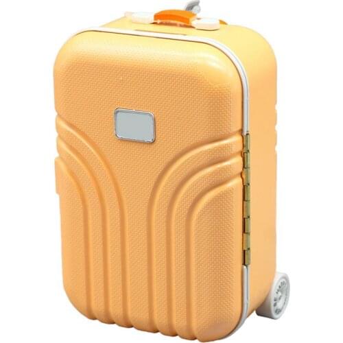Yellow 3D Travel Train Suitcase Luggage Play House Simulation Miniature Toy for Doll Accessories Plastic Furniture Kids Toys
