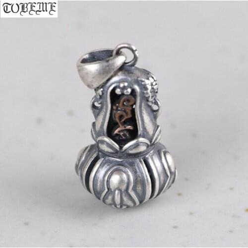100% 925 Silver Tibetan Six Words Pendant 925 Sterling Buddhist Lotus Pendant Tibetan Good Luck Pendant