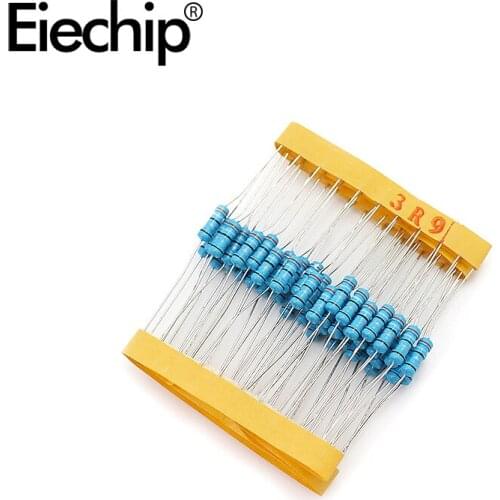 100pcs/lot 0.5W 1 ohm 1% Metal film resistor 1/2W resistance 3.9R Electronic resistors