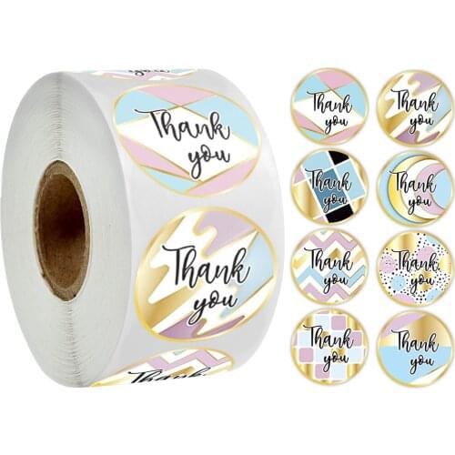 500 Pcs/Roll Cute Pink Stickers Thank You Sticker Seal Labels For Small Shop Product Packaging Decor For Stationery Stickers