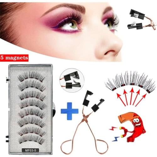 8 pieces/2 pairs of magnetic eyelashes 5 magnetic eyelashes hand-made eyelashes 3D effect natural soft eyelashes tweezers