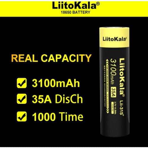 10 PCS/lot .3100MAH,New LiitoKala Lii-31S 18650 Battery 3.7V Li-ion 3100mA 35A Power battery For high drain devices