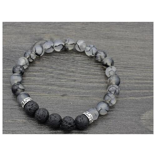 8mm br442 adjusted Charm Black dragon bead black volcanic lava Bracelet Stone bead essential oils diffuser women
