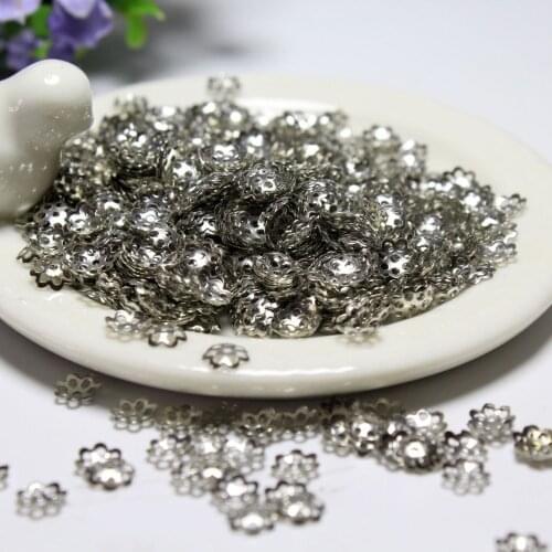 8 mm Flower Spacers Beads Wholesale 300 PCS Cup Metal Gold Silvery Plated For Jewelry Making Fit DIY Silvery Bracelet Necklace