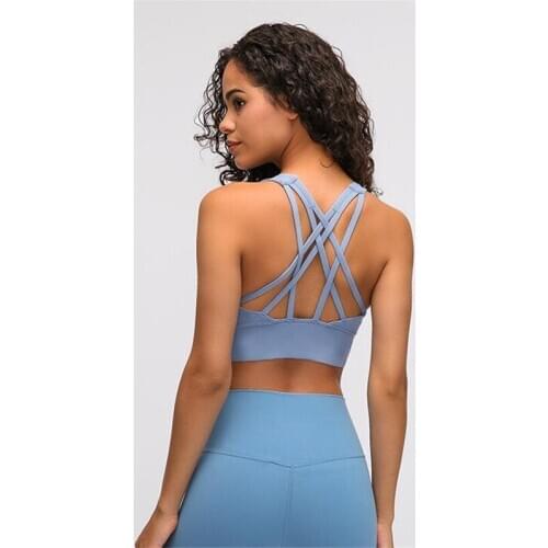 Women Cross Strap Sports Bra Workout Wireless Padded Fitness Yoga Bras Push Up Athletic Sport Brassiere Gym Crop Top Cloth185
