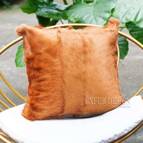 CX-D-40A Cheap Furry Handmade Fur Pillow Cover Colorful Genuine Lamb Fur Cushion Cover