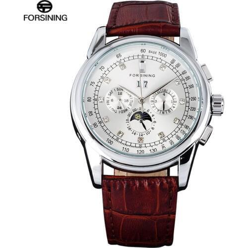 FORSINING Classic Men Watch Top Brand Leather Luxury Automatic Date Mechanical Watches Luminous Hands Relogio Masculino