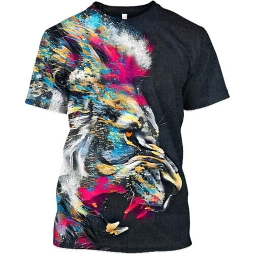 LBG new 3D printing Lion King T-shirt men and women fashion sweatshirt casual T-shirt Harajuku short-sleeved hip-hop T-shirt